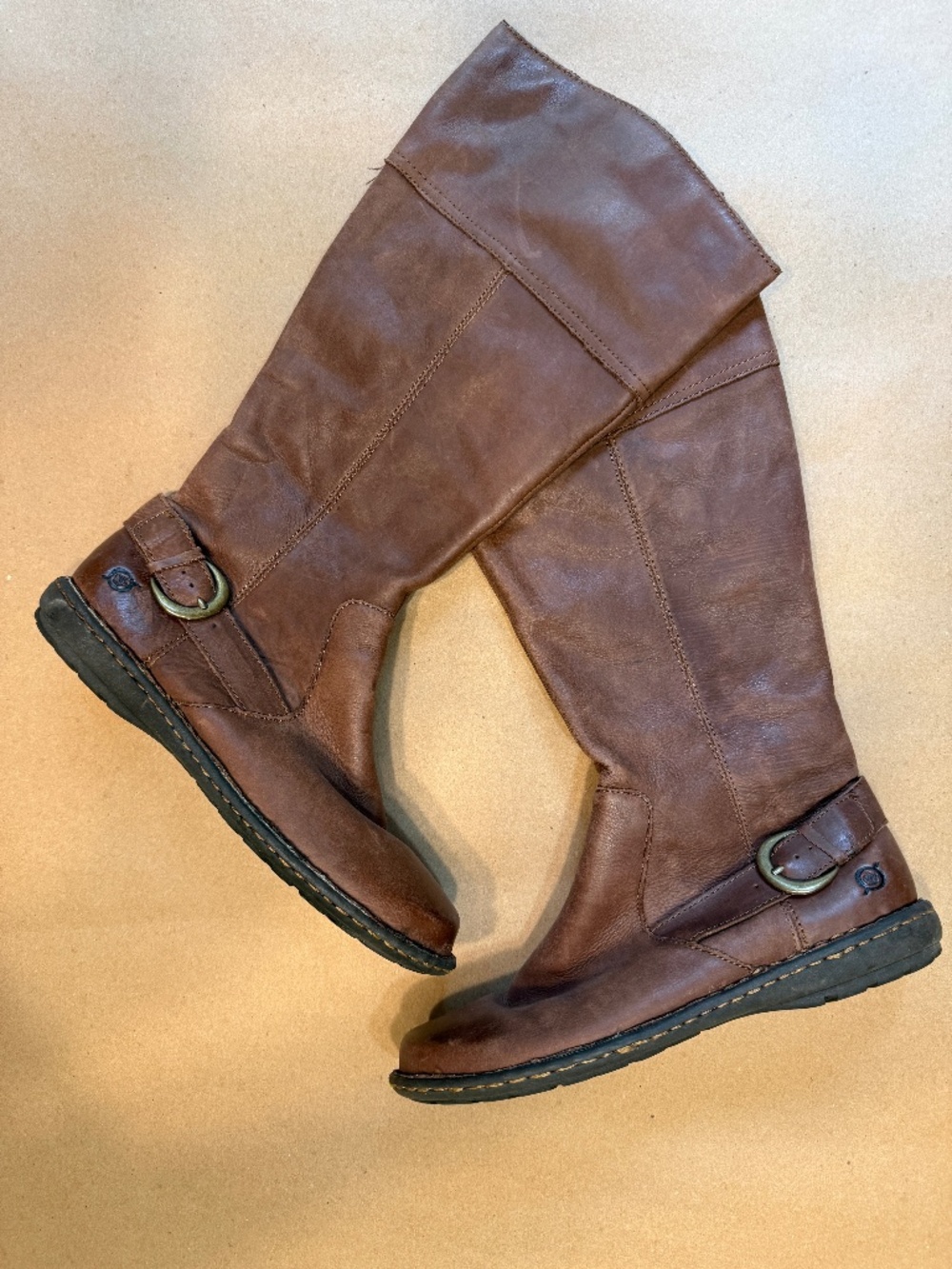 Born Brown Leather Tall Flat-heeled Boot 8